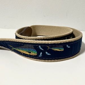Zep-Pro Belt Canvas Leather Fishing Mahi Mahi Men’s Size 40 Brass Clasp Preppy